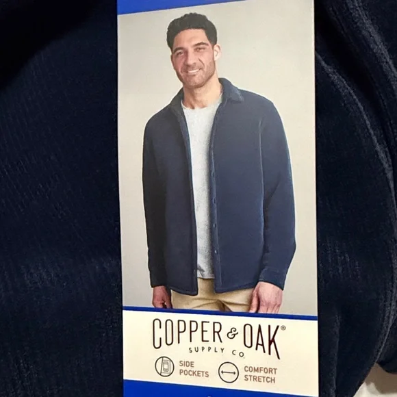 Copper Oak Men's Navy Blue Corduroy Fleece Jacket M, L NWT - Picture 2 of 13